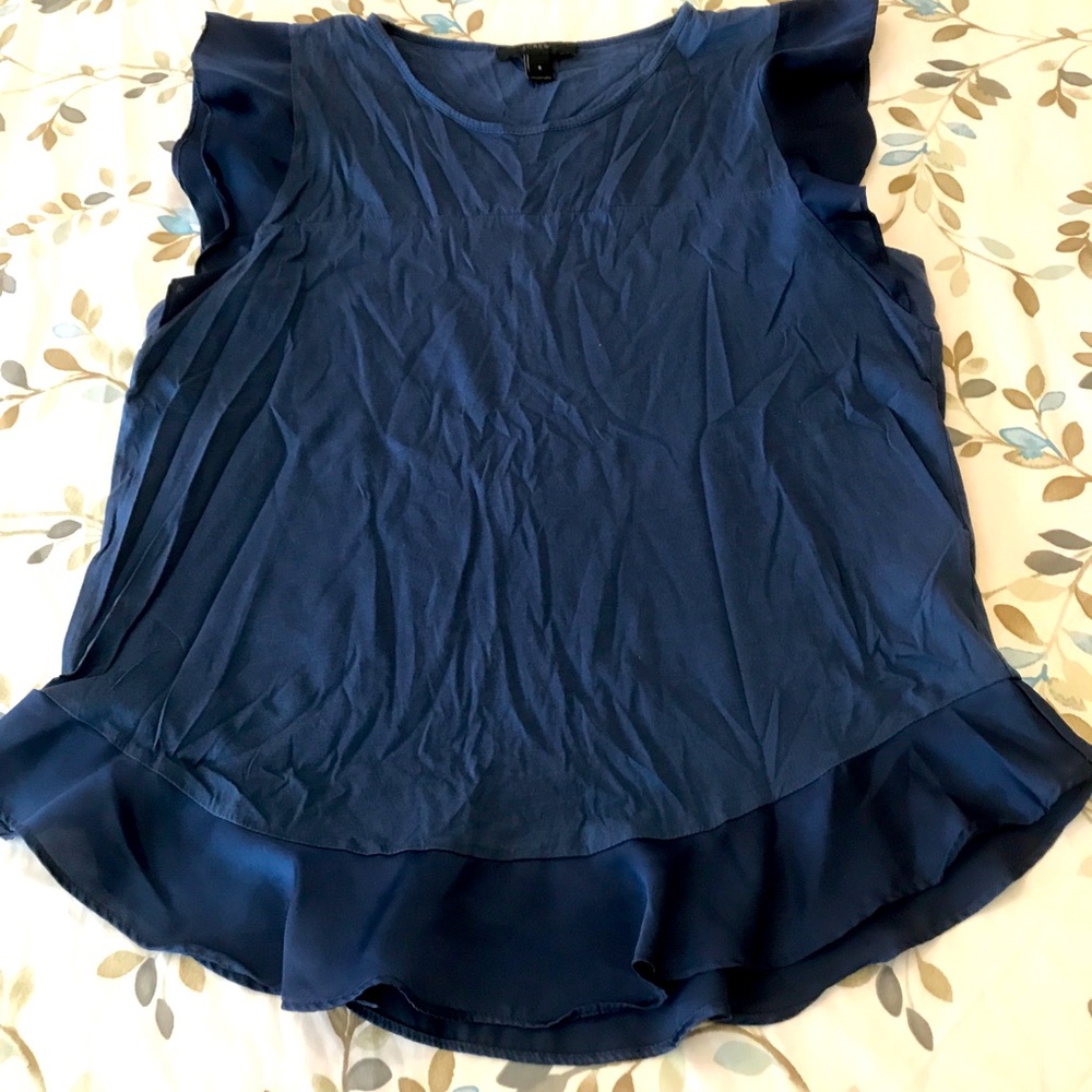 J Crew blue flutter sleeve top size S